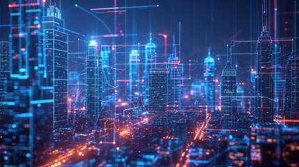 Fototapeta premium Smart city and abstract dot point connect with aesthetic Intricate wave line design , big data connection technology concept 