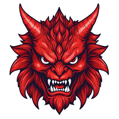 devil demon beast head design. for sticker, mask, etc. colorful concept