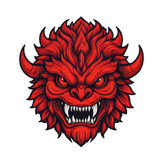 devil demon beast head design. for sticker, mask, etc. colorful concept