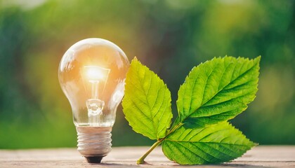 light bulb with green leaves for eco saving concept - 749677371