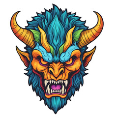 devil demon beast head design. for sticker, mask, etc. colorful concept