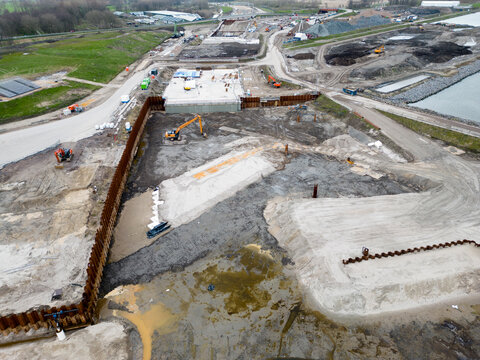 Constructions of a new highway and tunnel in Rotterdam