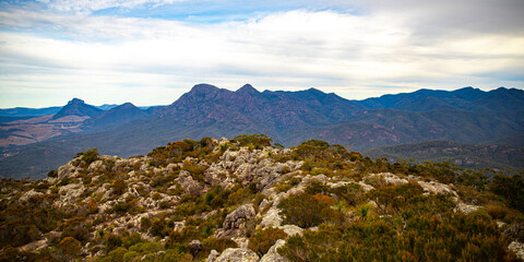 panorama of mount barney as seen from the summit of mount may, rocky mountains near brisbane and gold coast in queensland, australia
