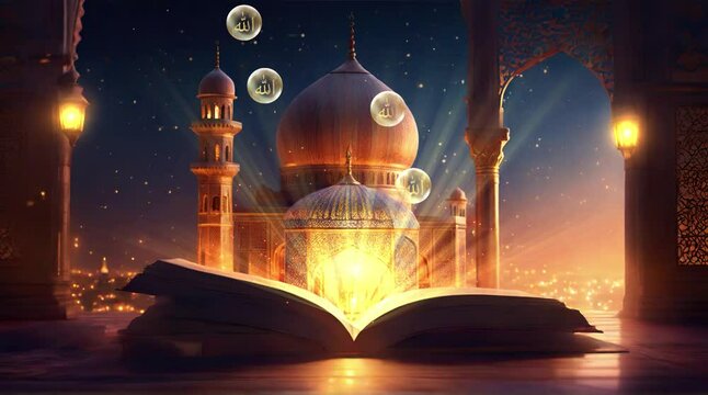 Eternal Illumination: Animated Quran Unveiling with Ramadan Radiance