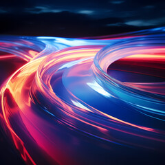 Abstract light trails created by long-exposure photography.