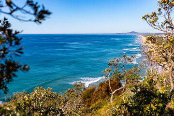 panorama of allie cove, little rocky bay in noosa national park, south east queensland, australia