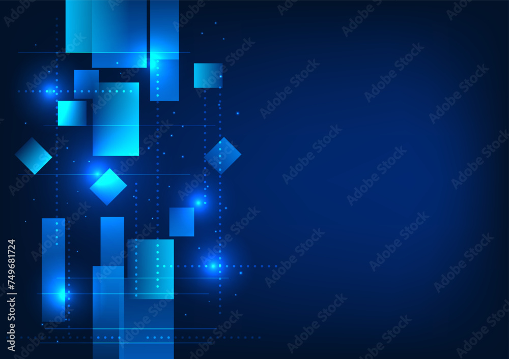 Poster abstract background technology, square geometric shape with digital data lines over it vector illust
