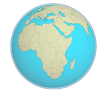 Continents in a blue globe