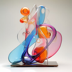 Abstract shapes in a glass sculpture.