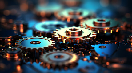 Obraz premium A series of interrelated gears symbolizes the synergy between different elements of a well-functioning system