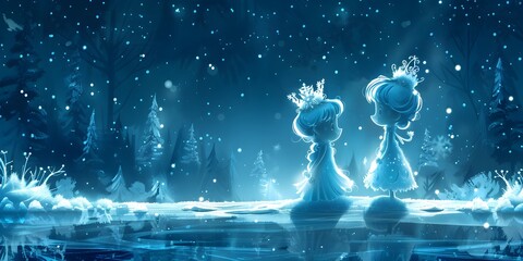 Chinese Valentines Day Starry Sky Blue Cartoon