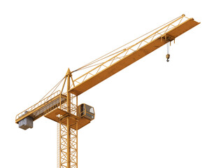 Construction Crane isolated or yellow tower crane isolated on transparency background.