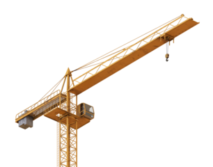Construction Crane isolated or yellow tower crane isolated on transparency background.