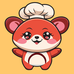 a happy chef o arms crossed on the chest, vector illustration kawaii