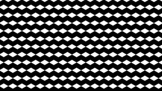 Abstract Black and white argyle pattern background animation