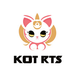 simple logo for lotus kitten toy store, vector illustration kawaii