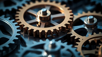 A series of interrelated gears symbolizes the synergy between different elements of a well-functioning system