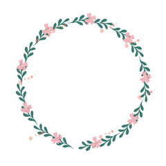 Hand drawn floral frames with flowers. Wreath. Elegant logo template. Vector illustration for labels, branding business identity, wedding invitation