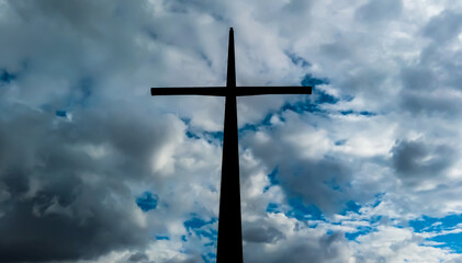 Wooden cross with sky in the background in Bogotá