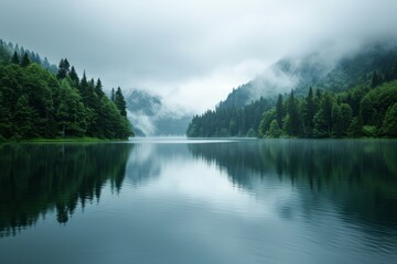 Fototapeta na wymiar Serene Lake in Lush Forest