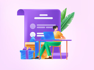 Invite friends to conduct questionnaire flat vector concept operation hand drawn illustration
