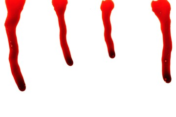 Splashes of blood on a white background. - obrazy, fototapety, plakaty