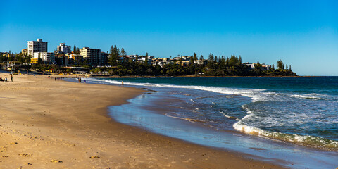 panorama of caloundra as seen from north bribie island; low tide at pumicestone passage; sunshine...