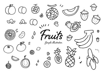 ペンを使った手描きのかわいい果物のイラスト素材