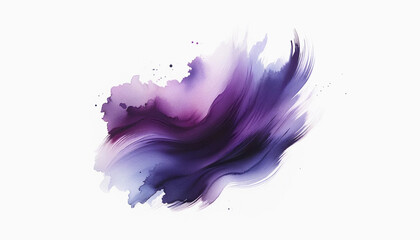 A watercolor swipe in rich purple hues on a pure white background