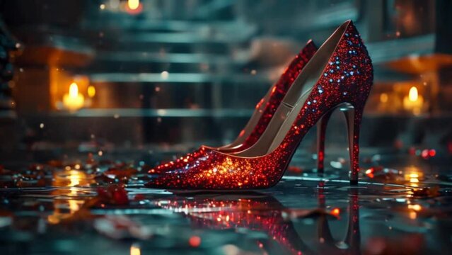 women&rsquo;s ruby stiletto high heel shoes, fashion and footwear concept Generative AI