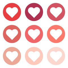 vector colorful heart in circle icon collections