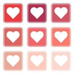 vector colorful heart in square icon collections