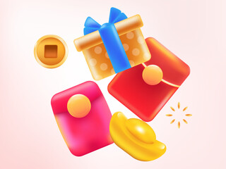 New year festive auspicious creative scene character illustration poster
