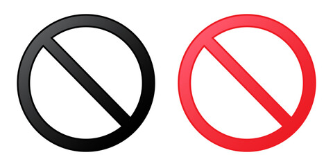 vector black and red prohibited signs - obrazy, fototapety, plakaty