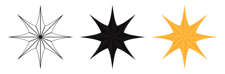 Obraz premium vector sparkling star in outline, black and yellow gradient