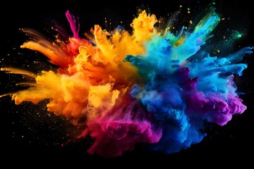 Fototapeta premium Colorful explosion of paint on a dark background