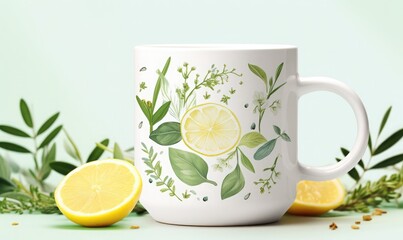 Obraz na płótnie Canvas mug mockup for tea and herbs