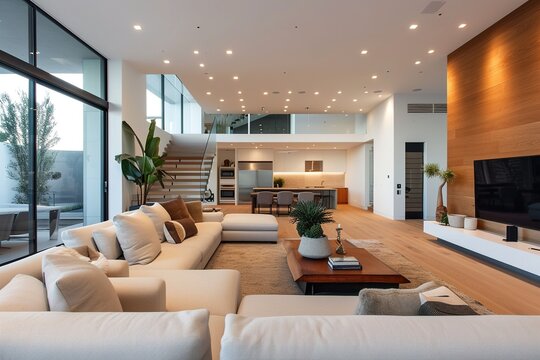 Beautiful contemporary living room home interior.