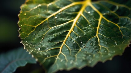Aspen leaf texture natural tropical leaf close up from Generative AI