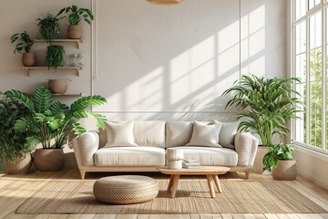 Contemporary Interior Design Background. Scandinavian Living Room.