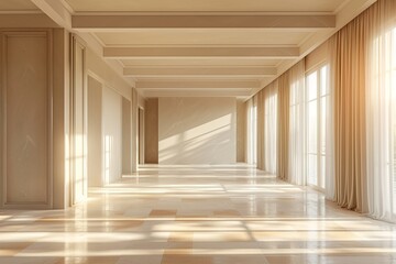 empty room in apartment or hotel for artwork - clean design - Interior design - 3D Rendering