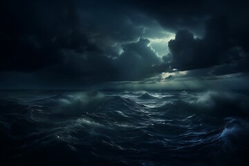 Naklejka premium Dark stormy sky over the sea