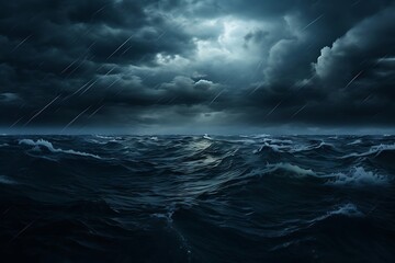 Fototapeta premium Dark stormy sky over the sea