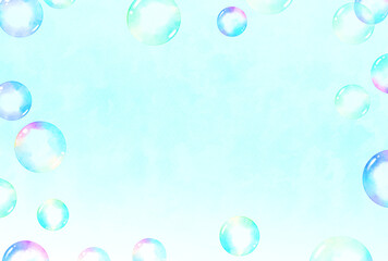 背景素材_水彩_シャボン玉_空