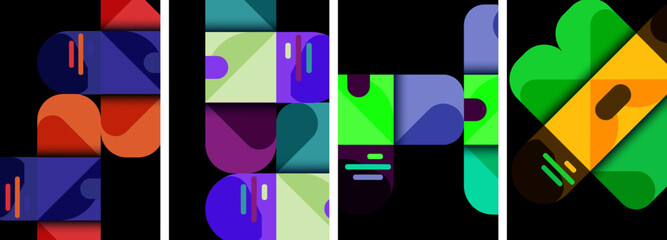 Balance movement geometric backgrounds. Poster collection for wallpaper, business card, cover, poster, banner, brochure, header, website