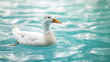 White duck swimming in the water.