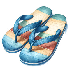 Colorful summer flip flops on white background