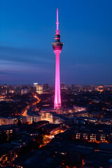The Intersection of Past and Present - A Spectacular View of London's BT Tower Amidst Sunset Skyline