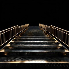 Fototapeta premium Ascend to Luxury: Stairway Illuminated by Golden Lights. Generative ai