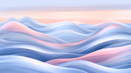 Tranquil spring horizon  pale blue and ivory abstract background with soft apricot clouds
